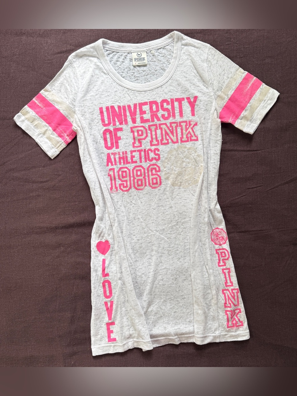 Vintage Victoria’s Secret PINK University Athletics Burnout Graphic Tee Small
